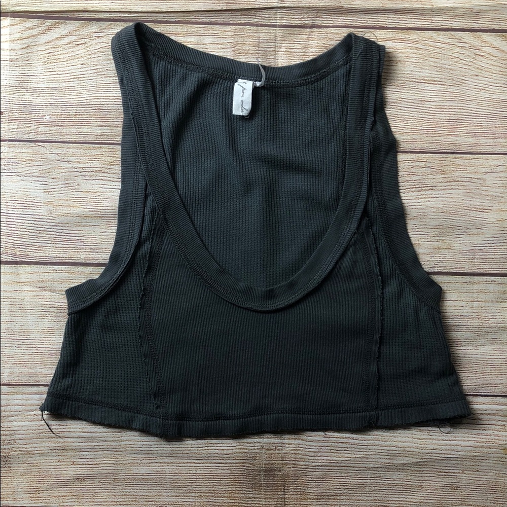 Urban Outfitters Black Ribbed Crop Tank Top